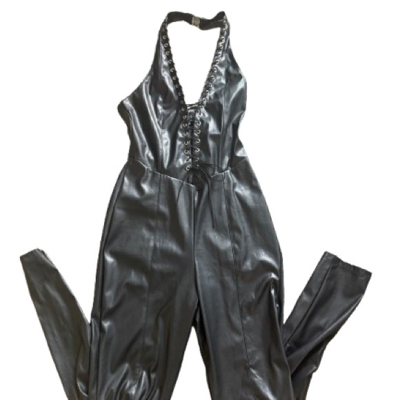 Edge Metallic Black Halter Jumpsuit - Picture 1 of 3